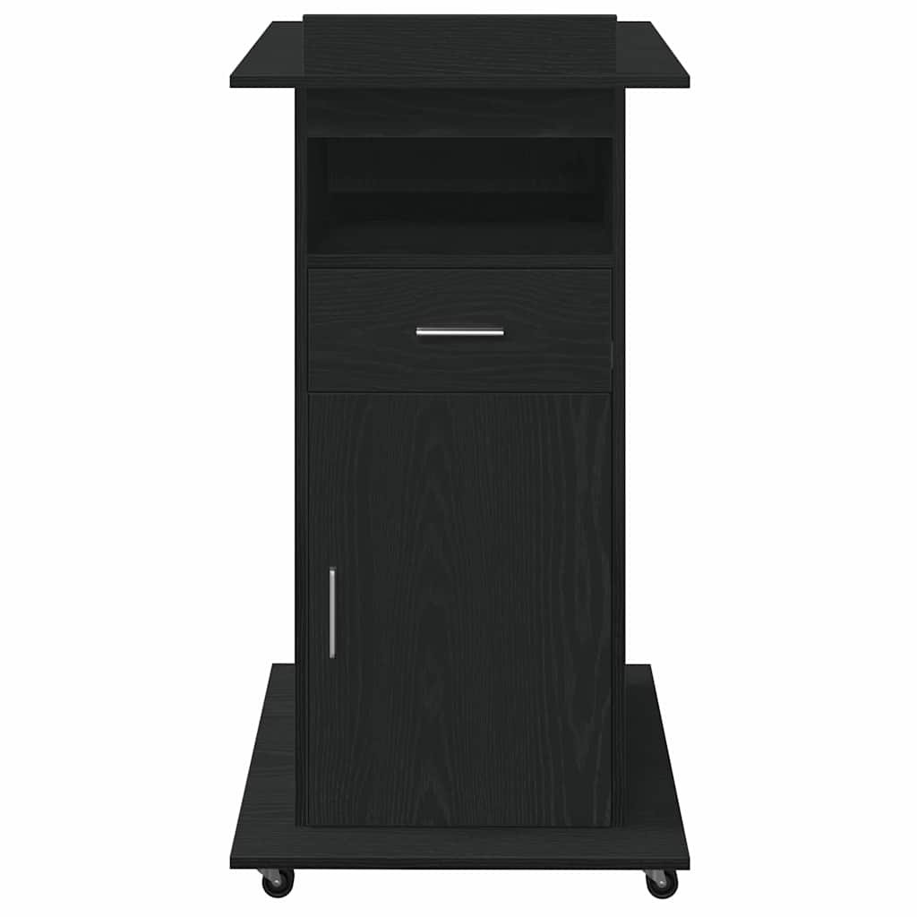 Podium with Drawer Black Oak 55 x 55 x 107 cm Engineered Wood