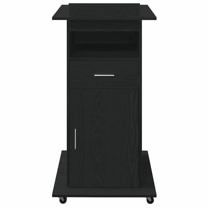 Podium with Drawer Black Oak 55 x 55 x 107 cm Engineered Wood