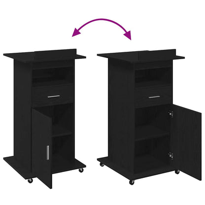 Podium with Drawer Black Oak 55 x 55 x 107 cm Engineered Wood