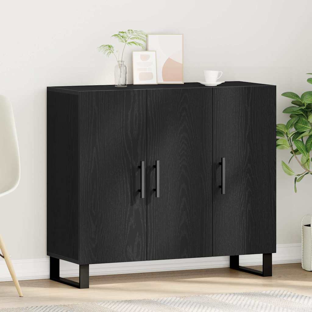 Sideboard Black Oak 90 x 34 x 80 cm Engineered Wood