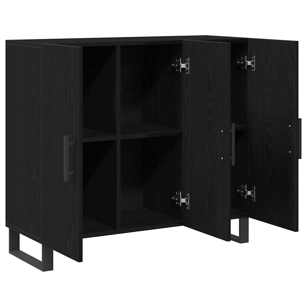 Sideboard Black Oak 90 x 34 x 80 cm Engineered Wood