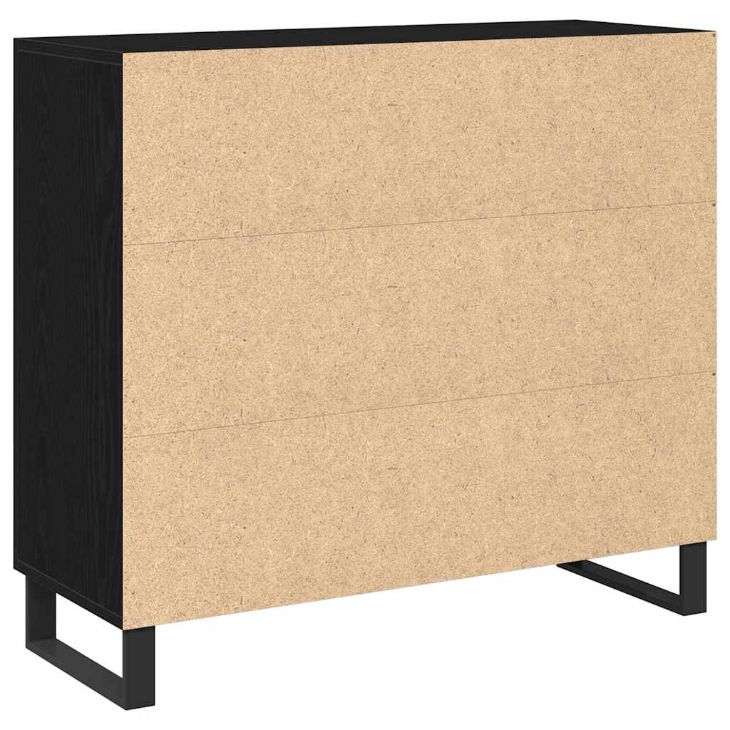 Sideboard Black Oak 90 x 34 x 80 cm Engineered Wood