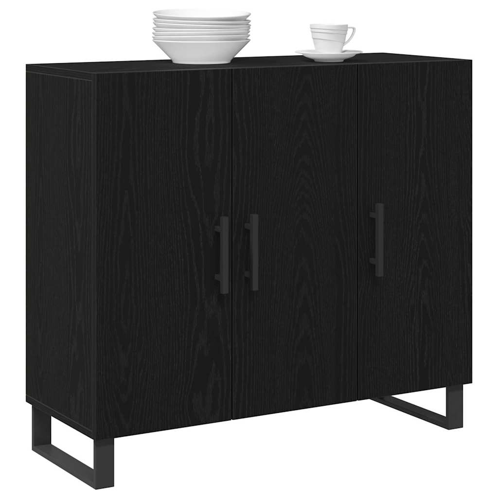 Sideboard Black Oak 90 x 34 x 80 cm Engineered Wood