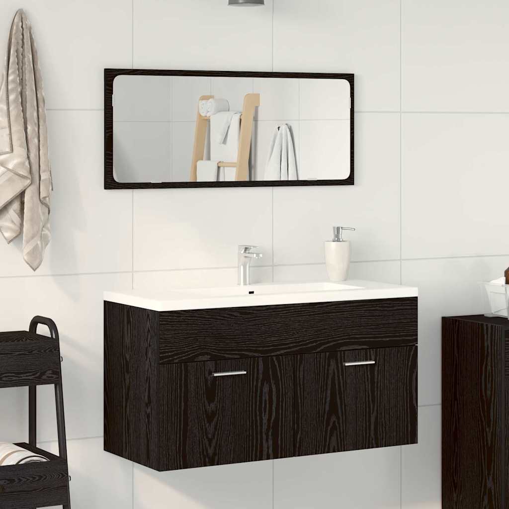 Bathroom Furniture Set 2 pcs Black Oak Engineered wood