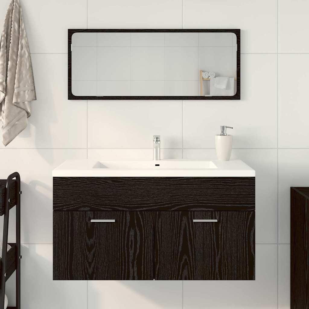 Bathroom Furniture Set 2 pcs Black Oak Engineered wood