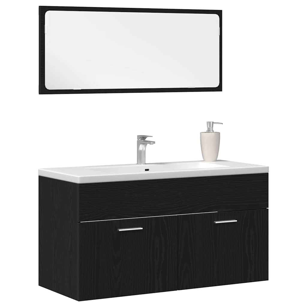 Bathroom Furniture Set 2 pcs Black Oak Engineered wood