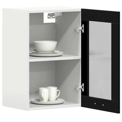 Hanging Glass Cabinet Black Oak 40x31x60 cm Engineered Wood
