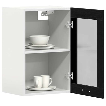 Hanging Glass Cabinet Black Oak 40x31x60 cm Engineered Wood