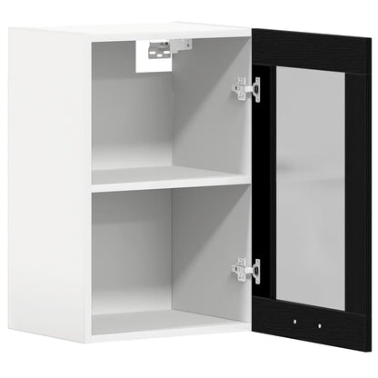 Hanging Glass Cabinet Black Oak 40x31x60 cm Engineered Wood