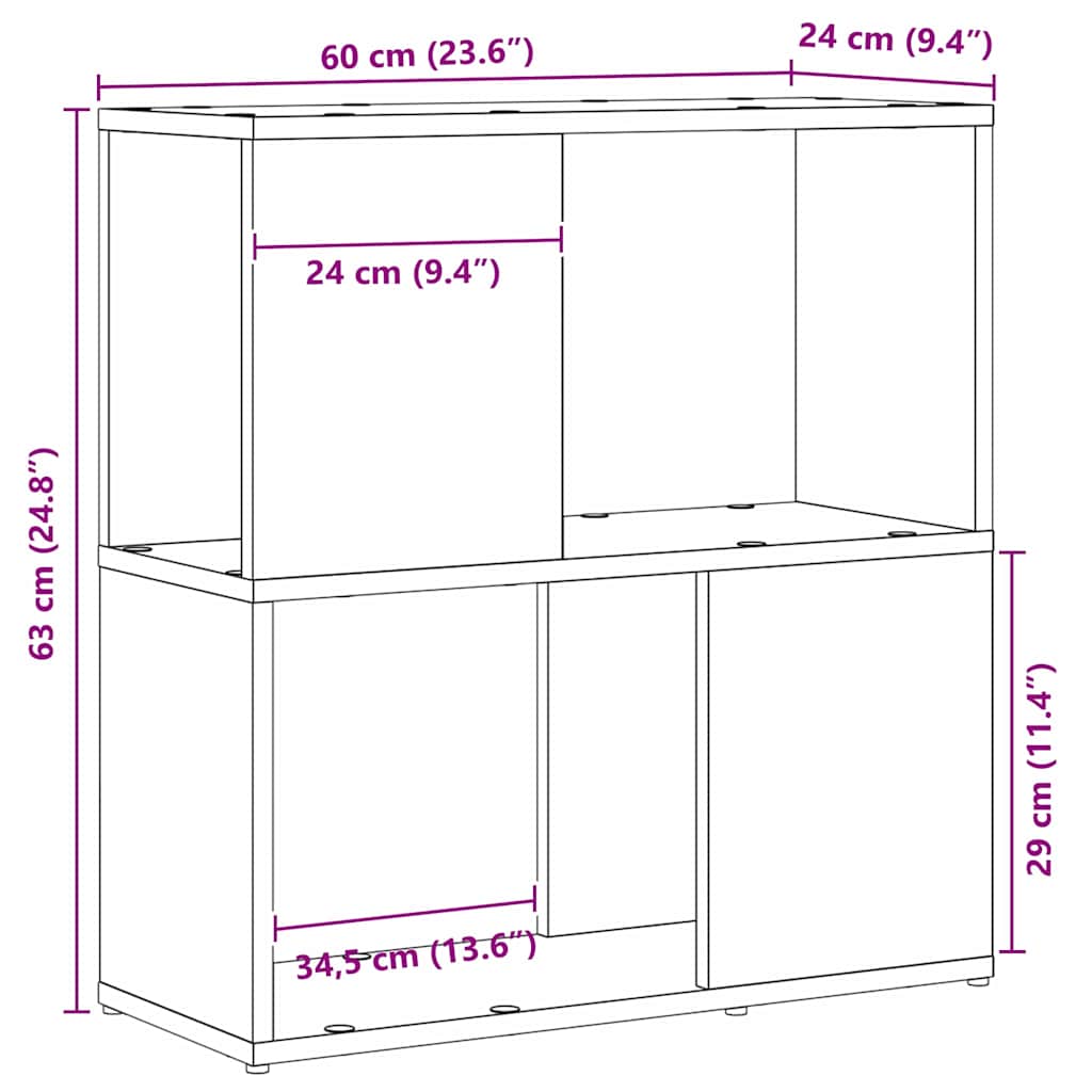 TV Cabinet Set Black 60 x 24 x 63 cm Engineered Wood