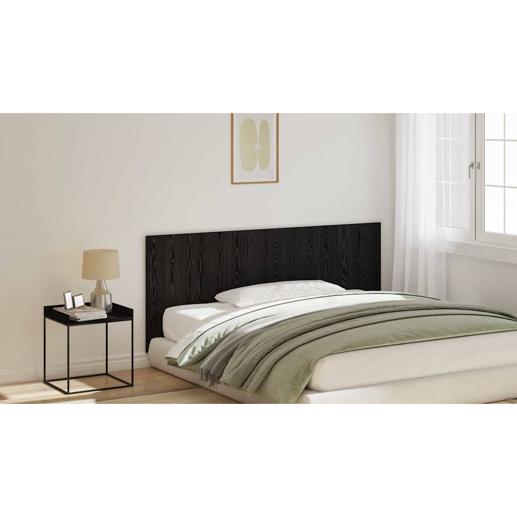 Bed Headboard Black Oak 200 x 1.5 x 80.5 cm Engineered Wood