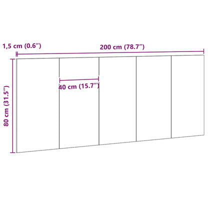 Bed Headboard Black Oak 200 x 1.5 x 80.5 cm Engineered Wood
