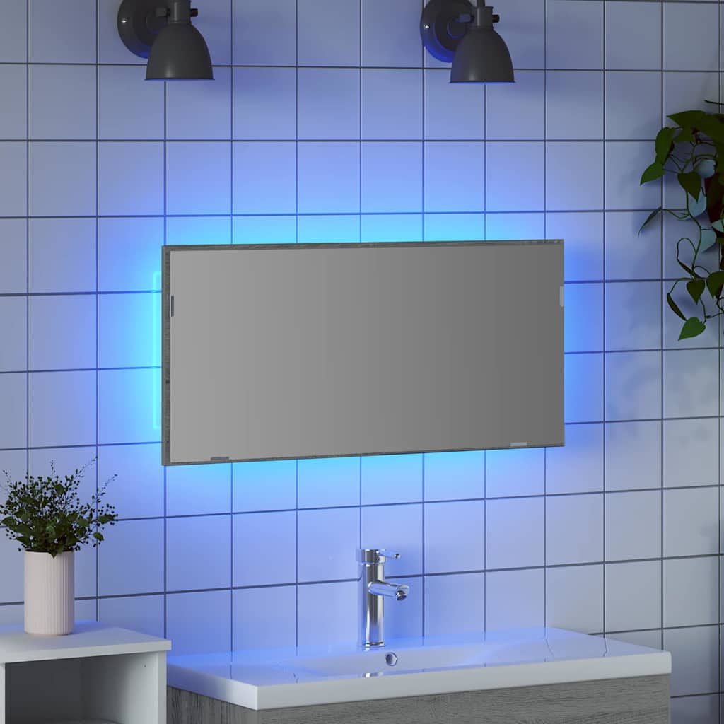 Mirror High grey sonoma 80 x 37 cm Glass and Engineered Wood