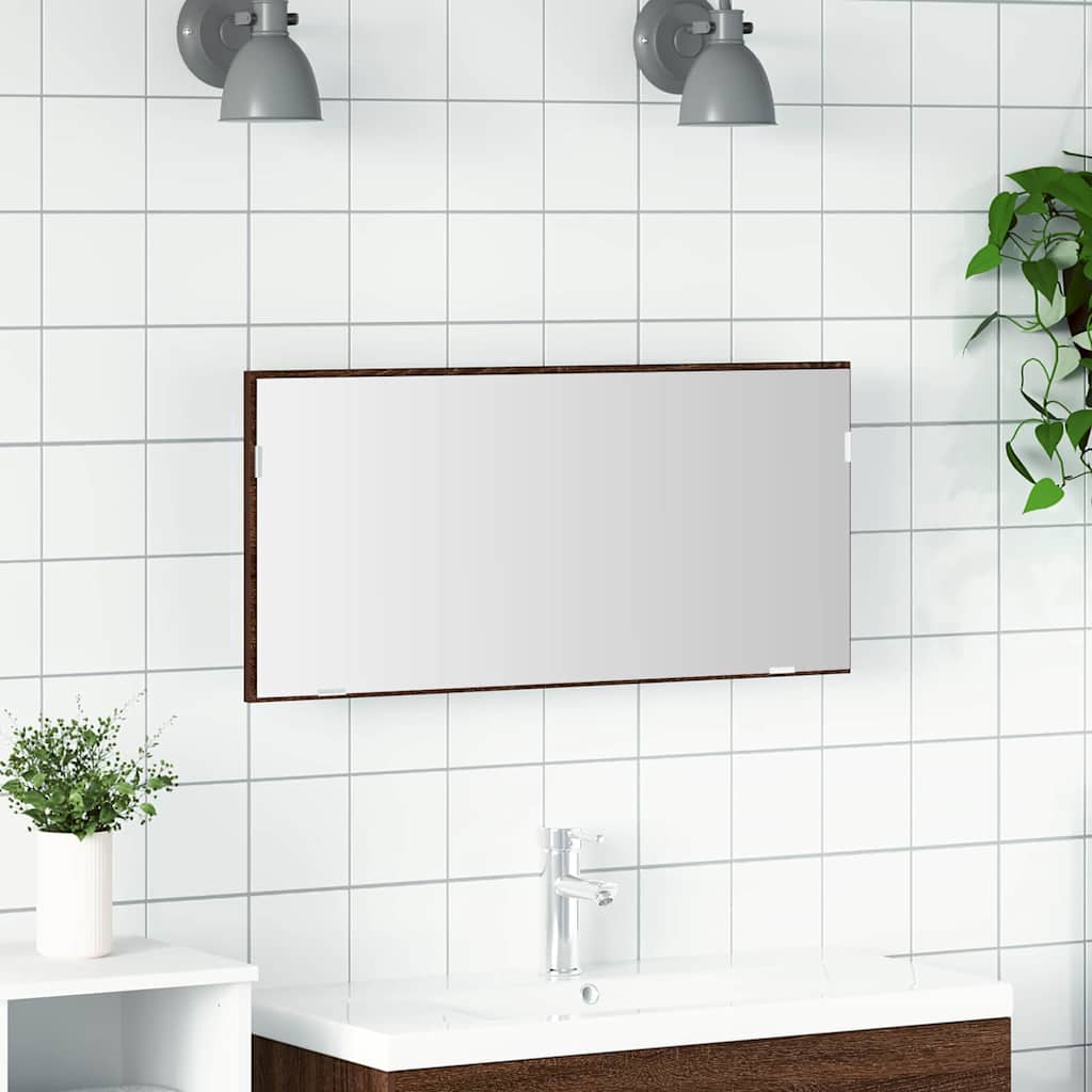 Mirror Brown oak 80 x 37 cm Glass and Engineered Wood