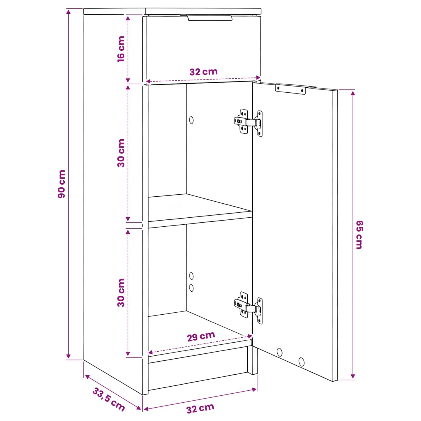 Bathroom Cabinet Black oak 32 x 34 x 90 cm Engineered wood