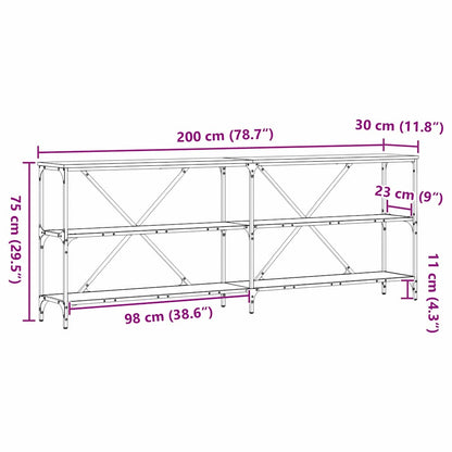 Console Table Old Wood 200 x 30 x 75 cm Engineered Wood