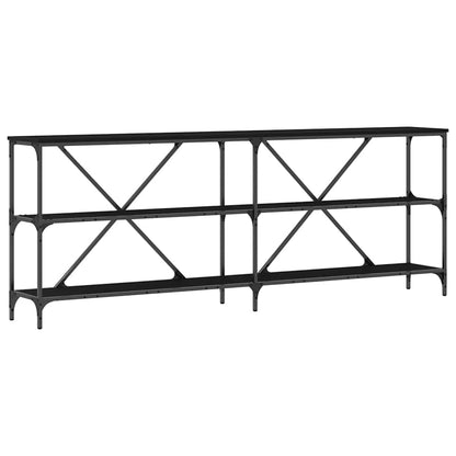 Console Table Black Oak 200 x 30 x 75 cm Engineered Wood