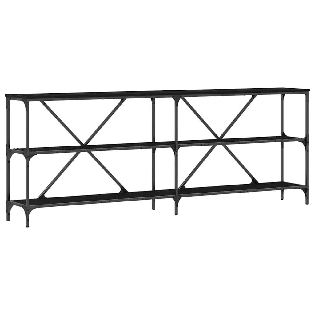 Console Table Black Oak 200 x 30 x 75 cm Engineered Wood