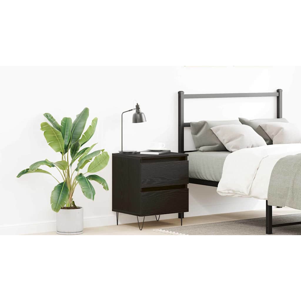 Bedside Cabinet Black oak 40 x 35 x 50 cm Engineered wood