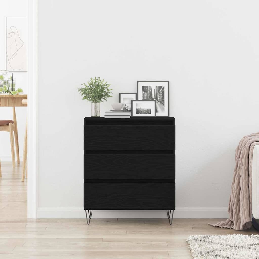 Sideboard with Drawer Black Oak 60 x 35 x 70 cm Engineered Wood