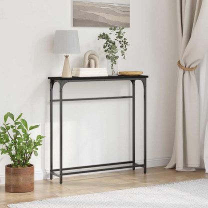 Console Table Black Oak 75 x 19.5 x 75 cm Engineered Wood