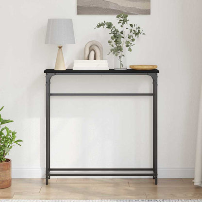 Console Table Black Oak 75 x 19.5 x 75 cm Engineered Wood