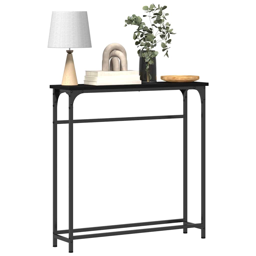 Console Table Black Oak 75 x 19.5 x 75 cm Engineered Wood