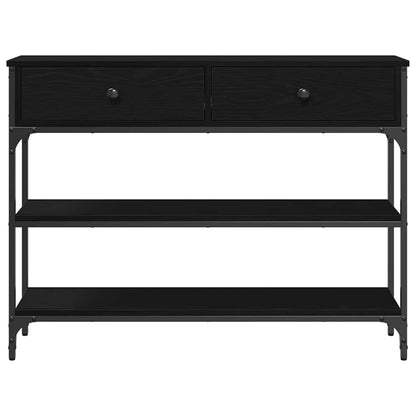 Console Table Black Oak 100 x 25 x 75 cm Engineered Wood