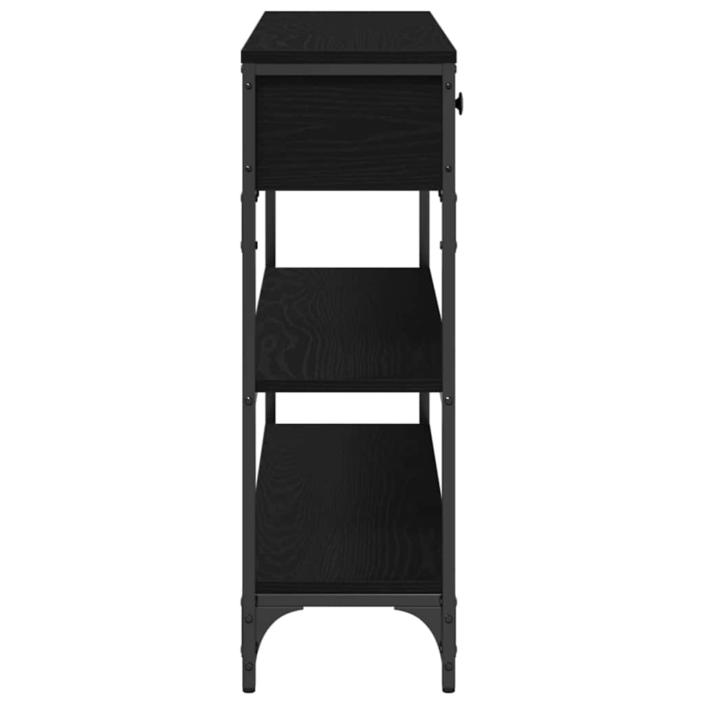 Console Table Black Oak 100 x 25 x 75 cm Engineered Wood