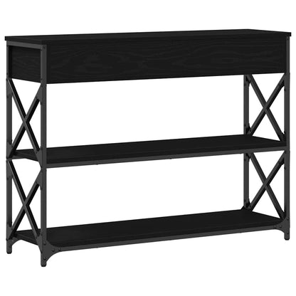 Console Table with Drawer with Shelf Black oak 100 x 28 x 75 cm