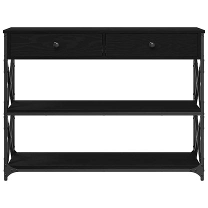 Console Table with Drawer with Shelf Black oak 100 x 28 x 75 cm