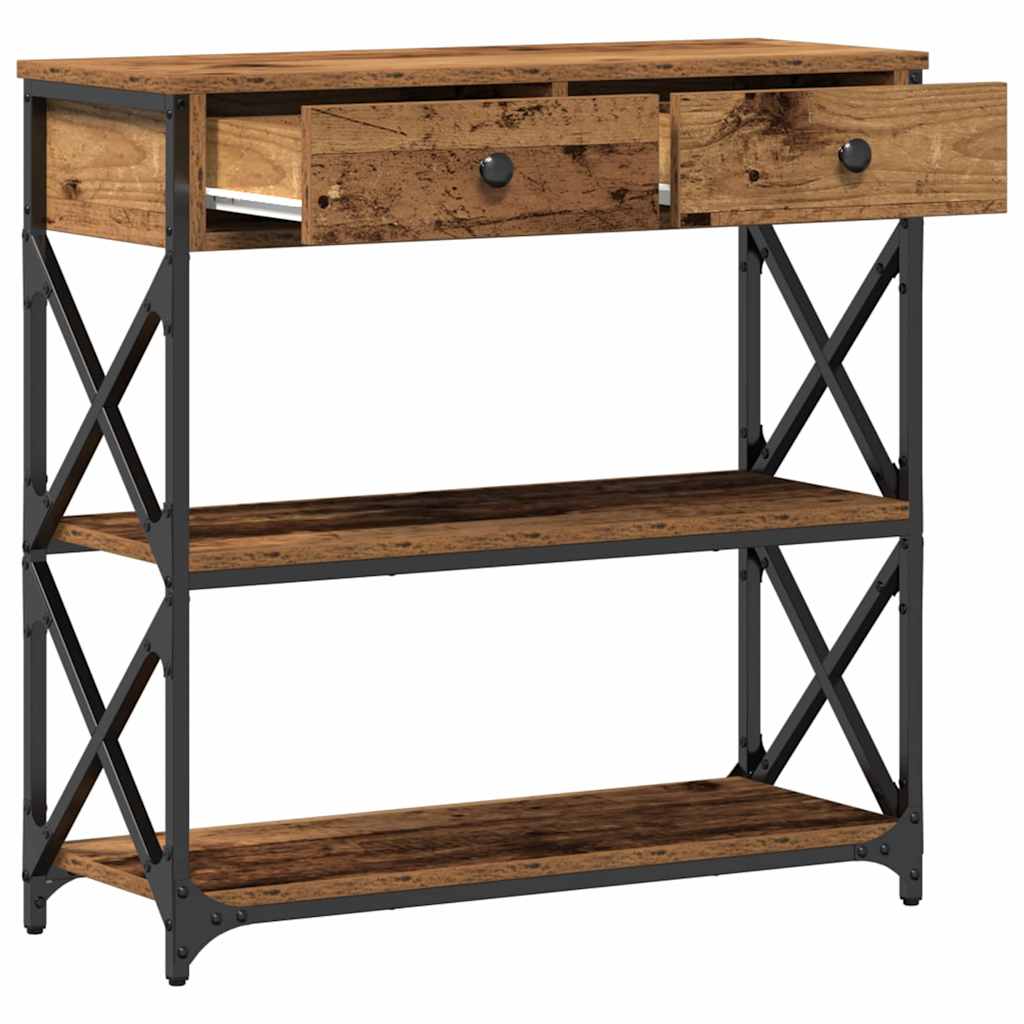 Console Table with Drawer with Shelf Old wood 75 x 28 x 75 cm