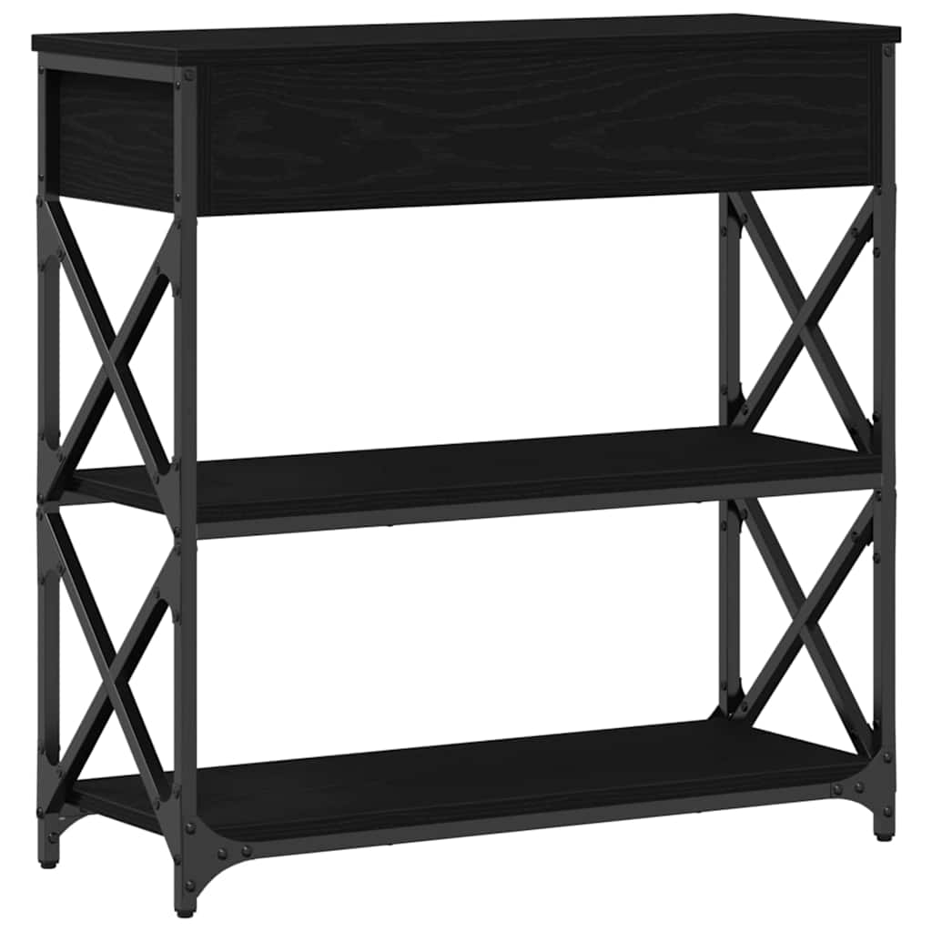 Console Table with Drawer with Shelf Black oak 75 x 28 x 75 cm