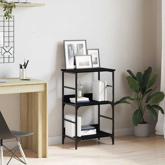 Bookshelf 2-Tier 50 x 33 x 82 cm Engineered Wood Black Oak
