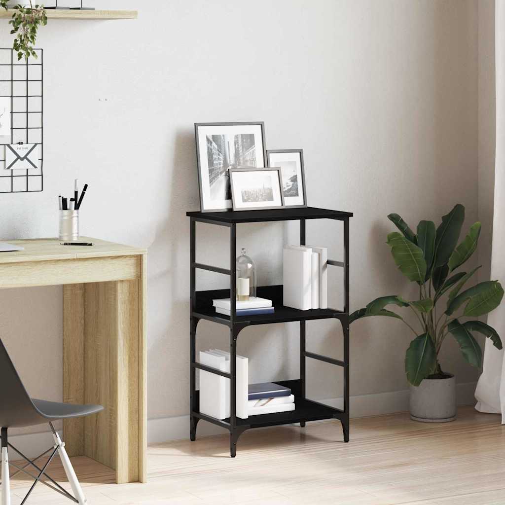 Bookshelf 2-Tier 50 x 33 x 82 cm Engineered Wood Black Oak