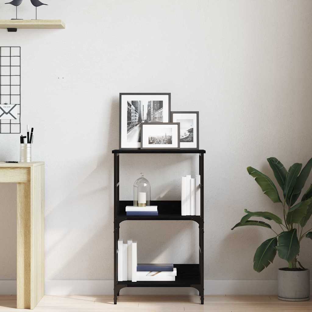 Bookshelf 2-Tier 50 x 33 x 82 cm Engineered Wood Black Oak