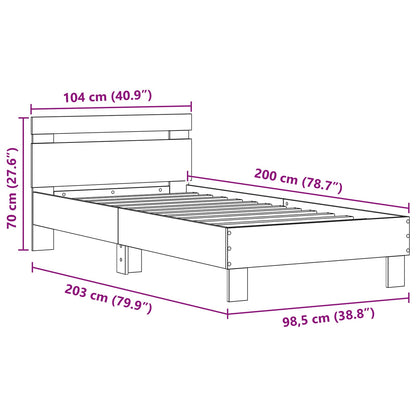 Bed Frame with LED Artisan Oak 100 x 200 cm Engineered Wood
