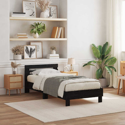 Bed Frame with LED Black Oak 90 x 200 cm Engineered Wood