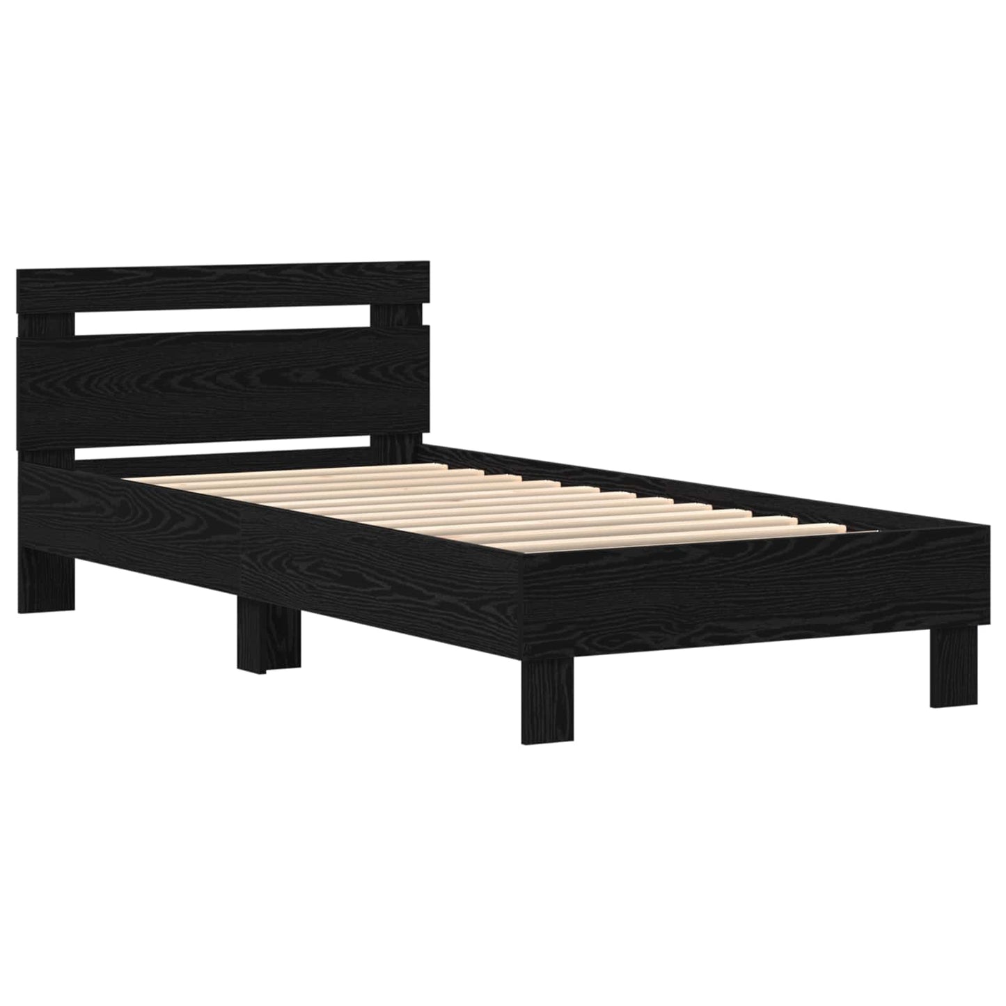 Bed Frame with LED Black Oak 90 x 200 cm Engineered Wood