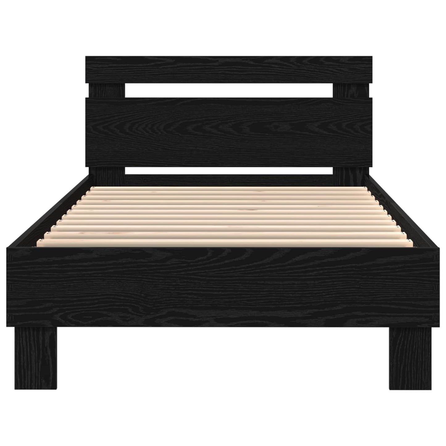Bed Frame with LED Black Oak 90 x 200 cm Engineered Wood