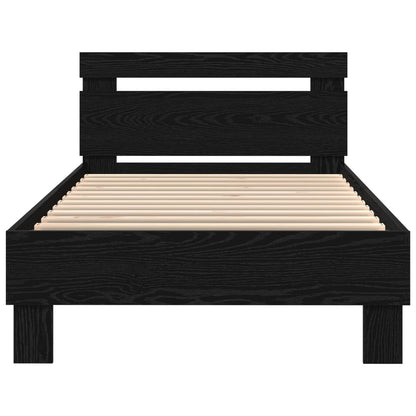 Bed Frame with LED Black Oak 90 x 200 cm Engineered Wood