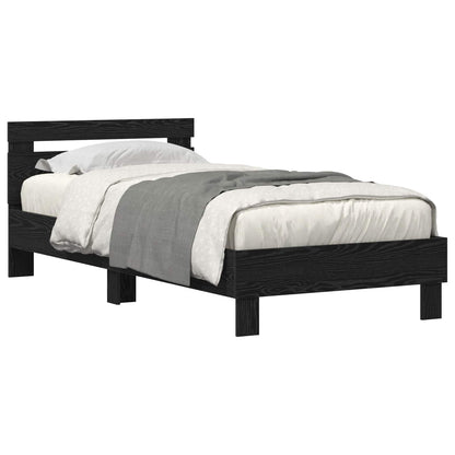 Bed Frame with LED Black Oak 90 x 200 cm Engineered Wood