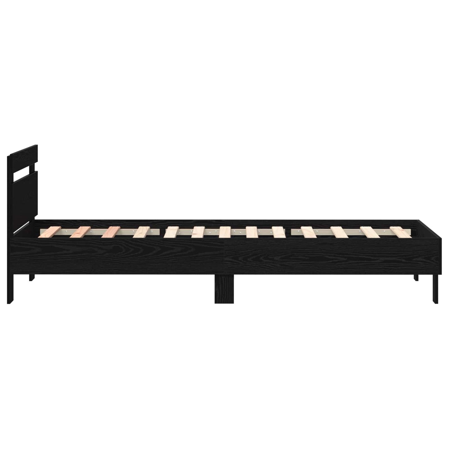 Bed Frame with LED Black Oak 90 x 200 cm Engineered Wood