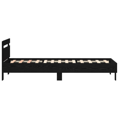 Bed Frame with LED Black Oak 90 x 200 cm Engineered Wood