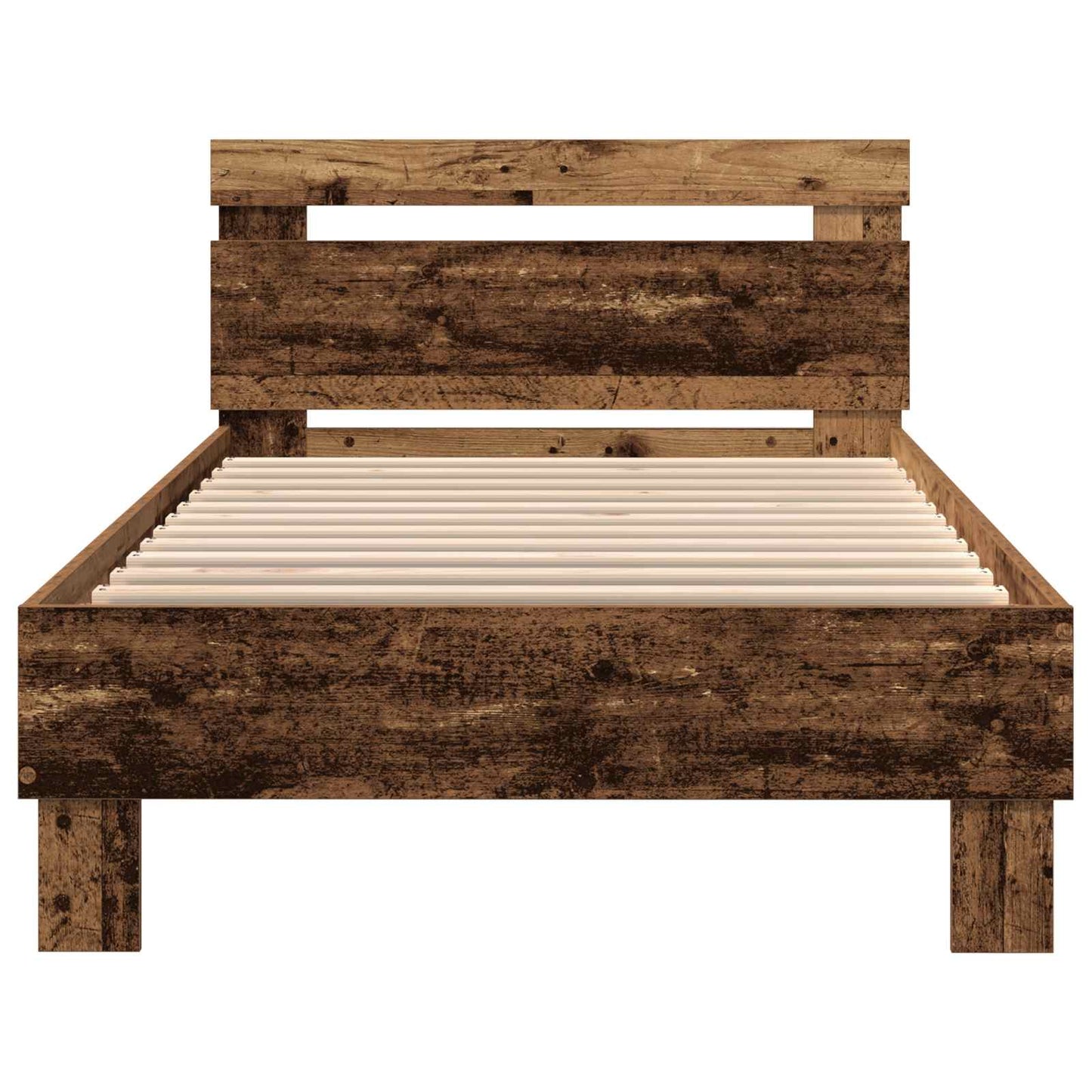 Bed Frame with LED Old Wood 75 x 190 cm Engineered Wood