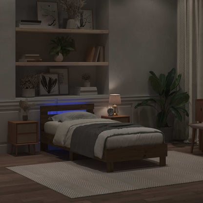Bed Frame with LED Artisan Oak 75 x 190 cm Engineered Wood