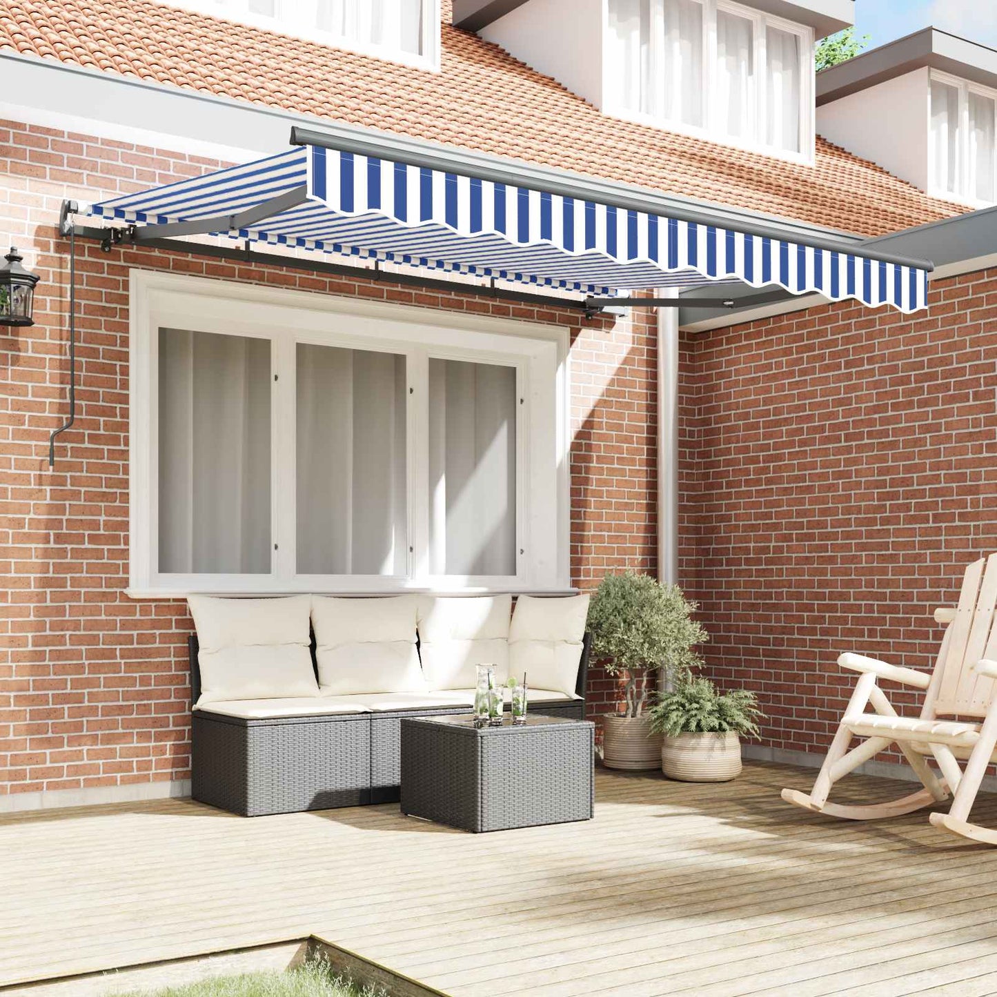 Retractable Awning Manual Blue 250 x 200 cm Fabric