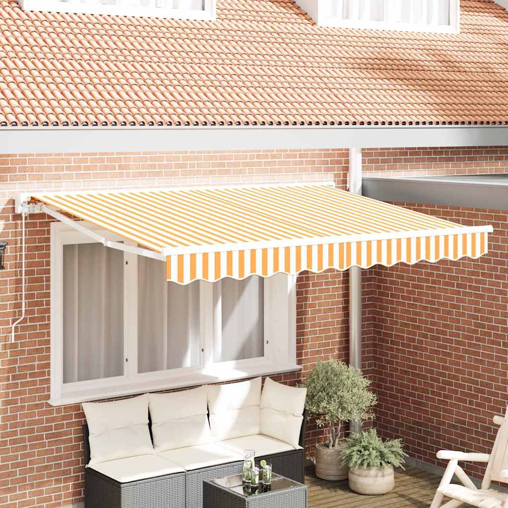 Retractable Awning Manual Yellow and White 250 x 200 cm