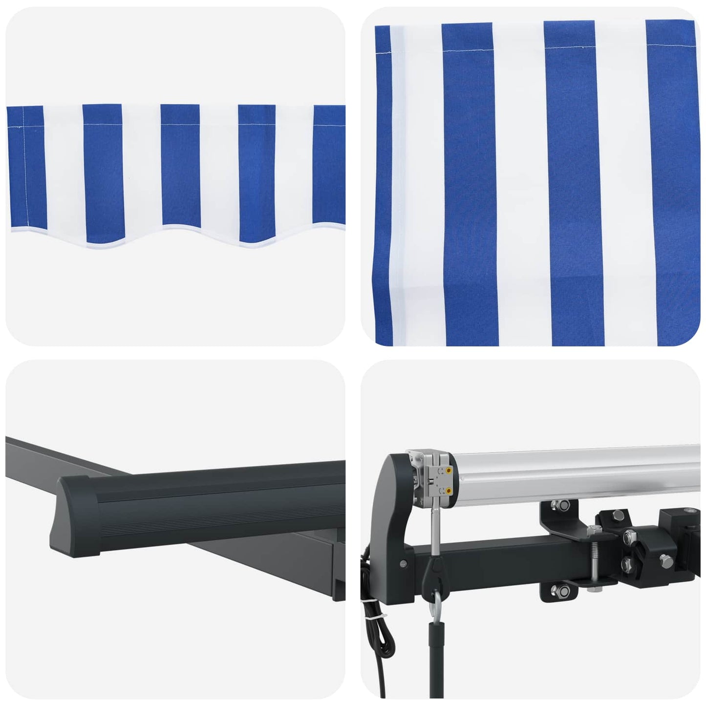 Retractable Awning Retractable Blue and White 350 x 200 cm