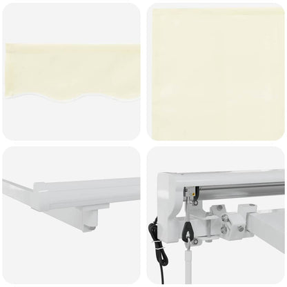 Retractable Awning Cream 350 x 200 cm Polyester and Aluminium